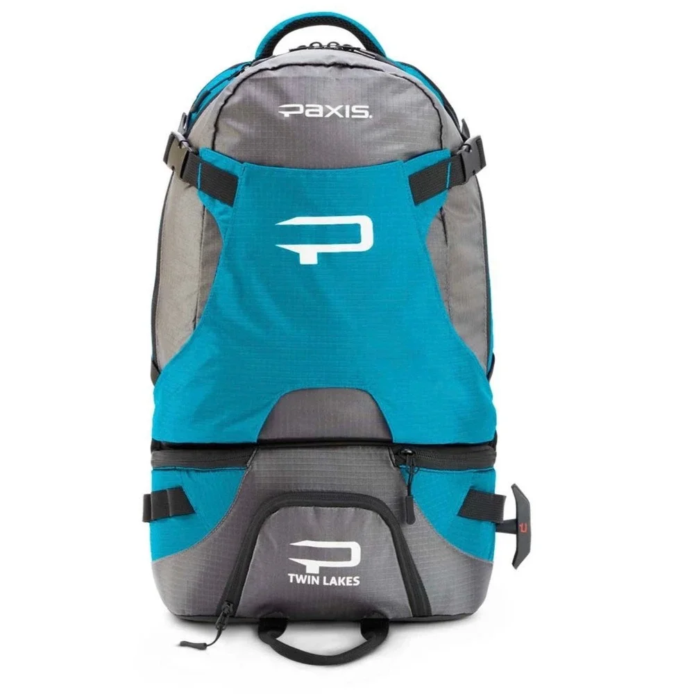 Paxis Twin Lakes Swing Arm Hiking Fishing Backpack 30 Liter Mineral Blue NEW